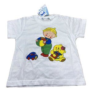BRAND NEW "Sweet Baby" Kids White T-Shirt - Teddy Bear and Toy Car Print